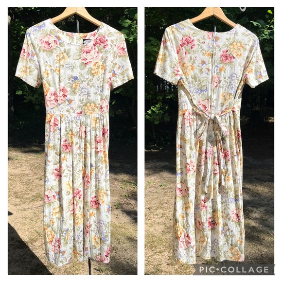 80s Floral Midi Dress - Picture 10 of 16